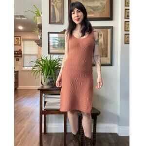 Lovers and Friends knit crochet dress fitted mauve taupe midi tank sweater